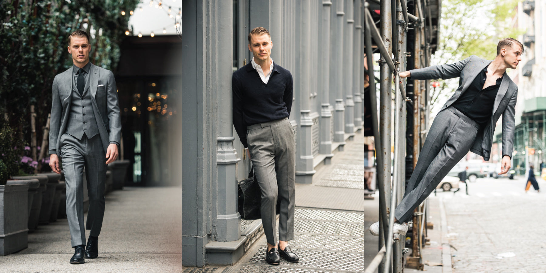 1 Piece/3 Ways: Gray Birdseye Suit