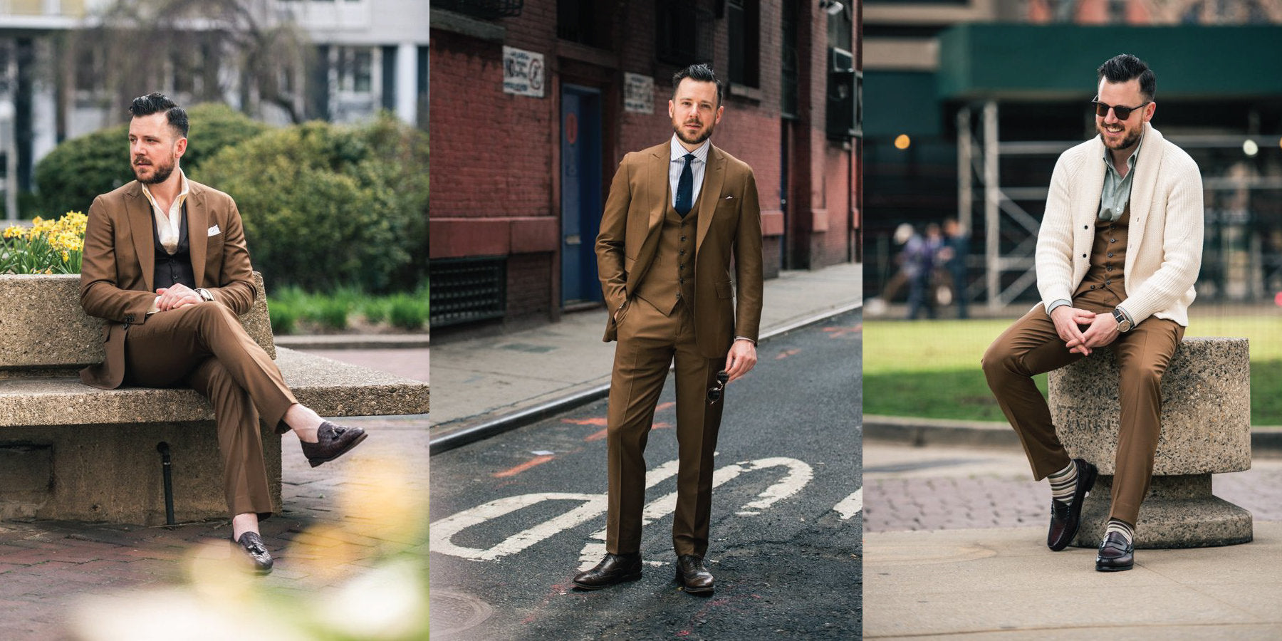 1 Piece/3 Ways: Tobacco Gabardine Suit