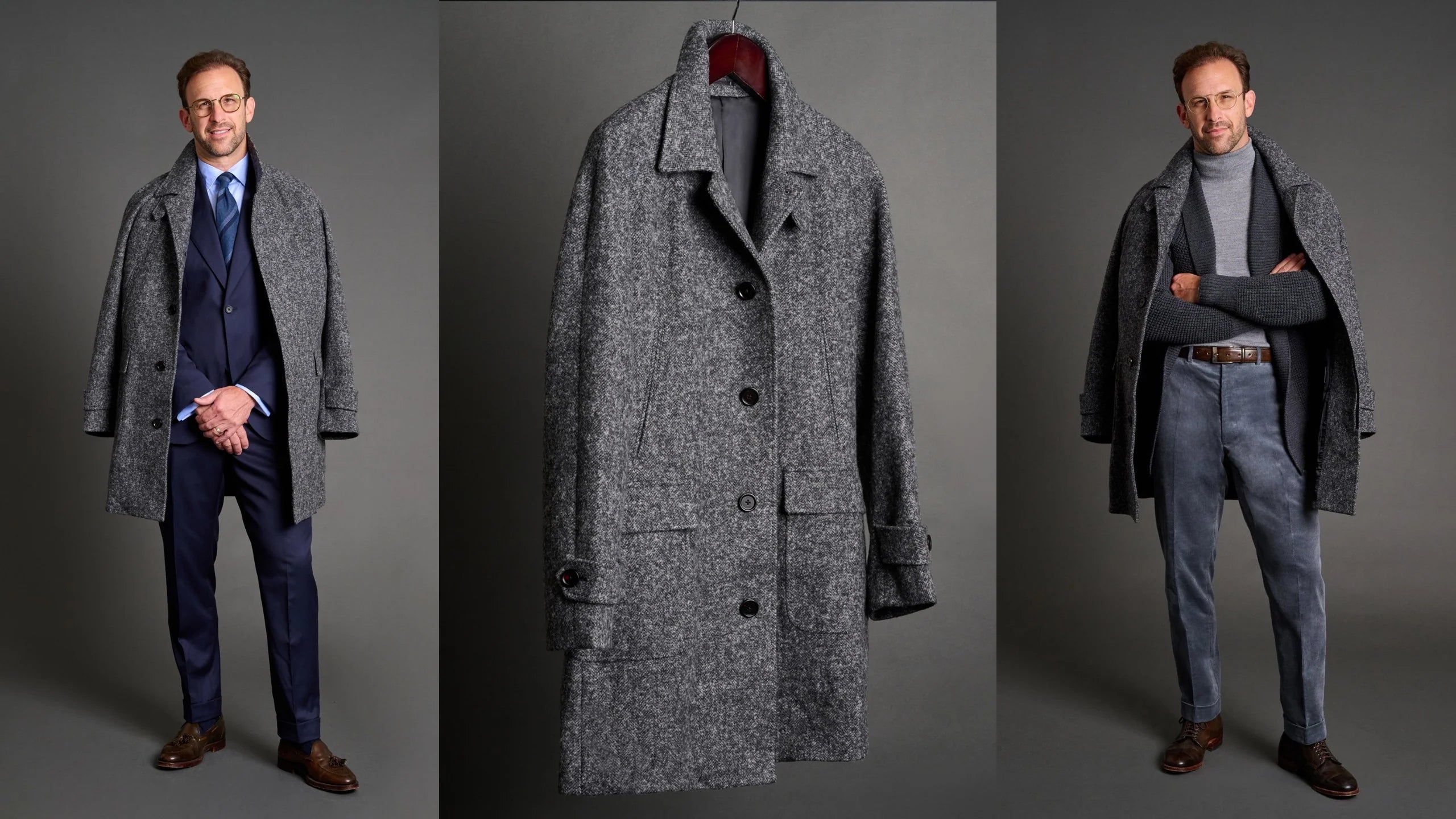 Mens grey wool overcoat online