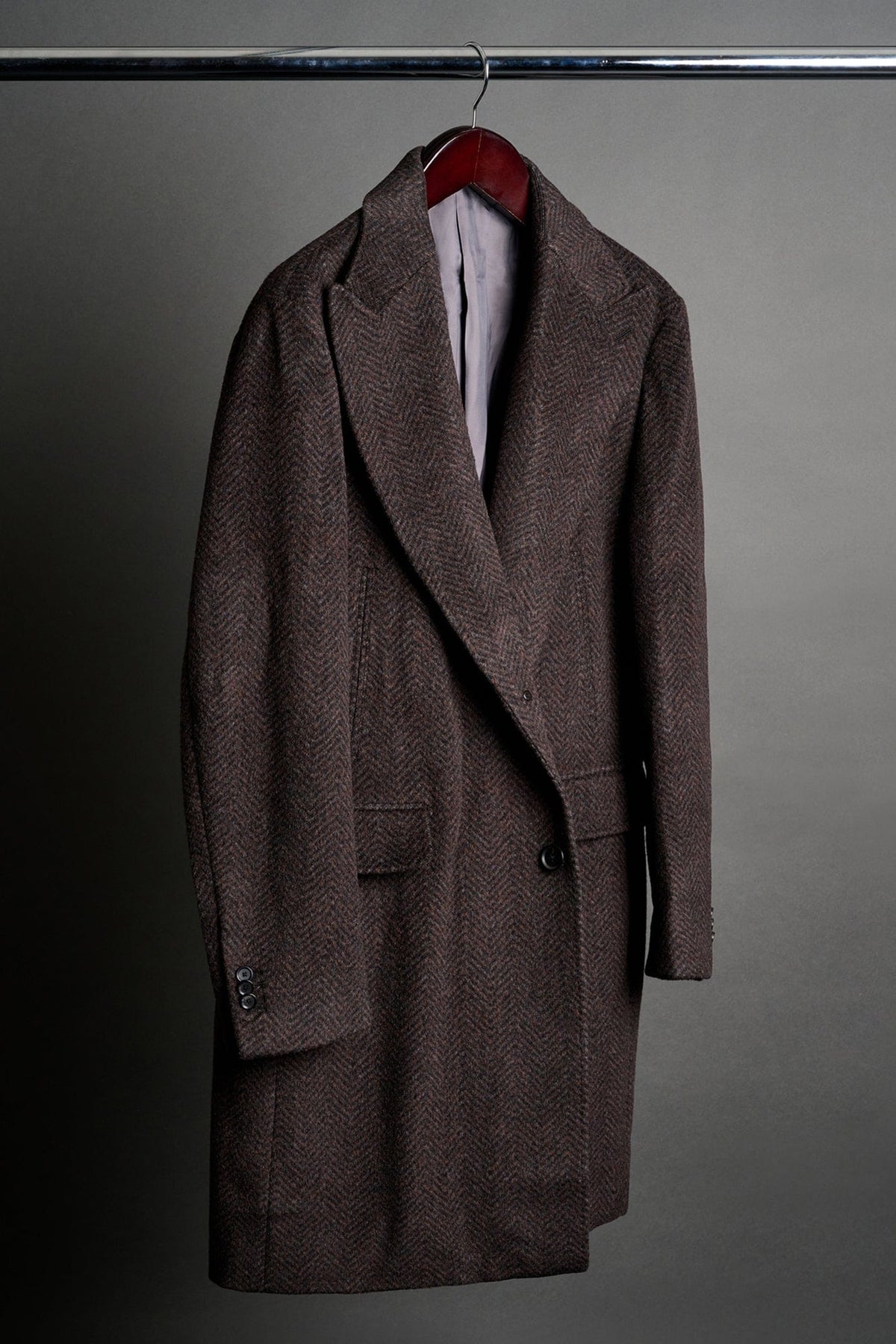 Herringbone Wool Blend Coat