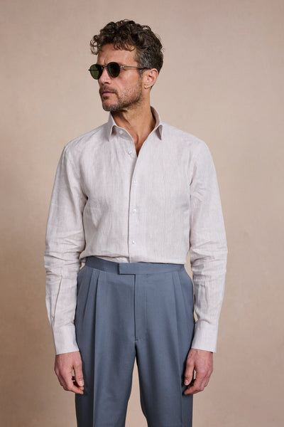 knee length dresses for ladies Custom Shirt Made from Linen Fabric 鈥?Breathable, Classic Style for Warm Weather Elegance Sky Blue