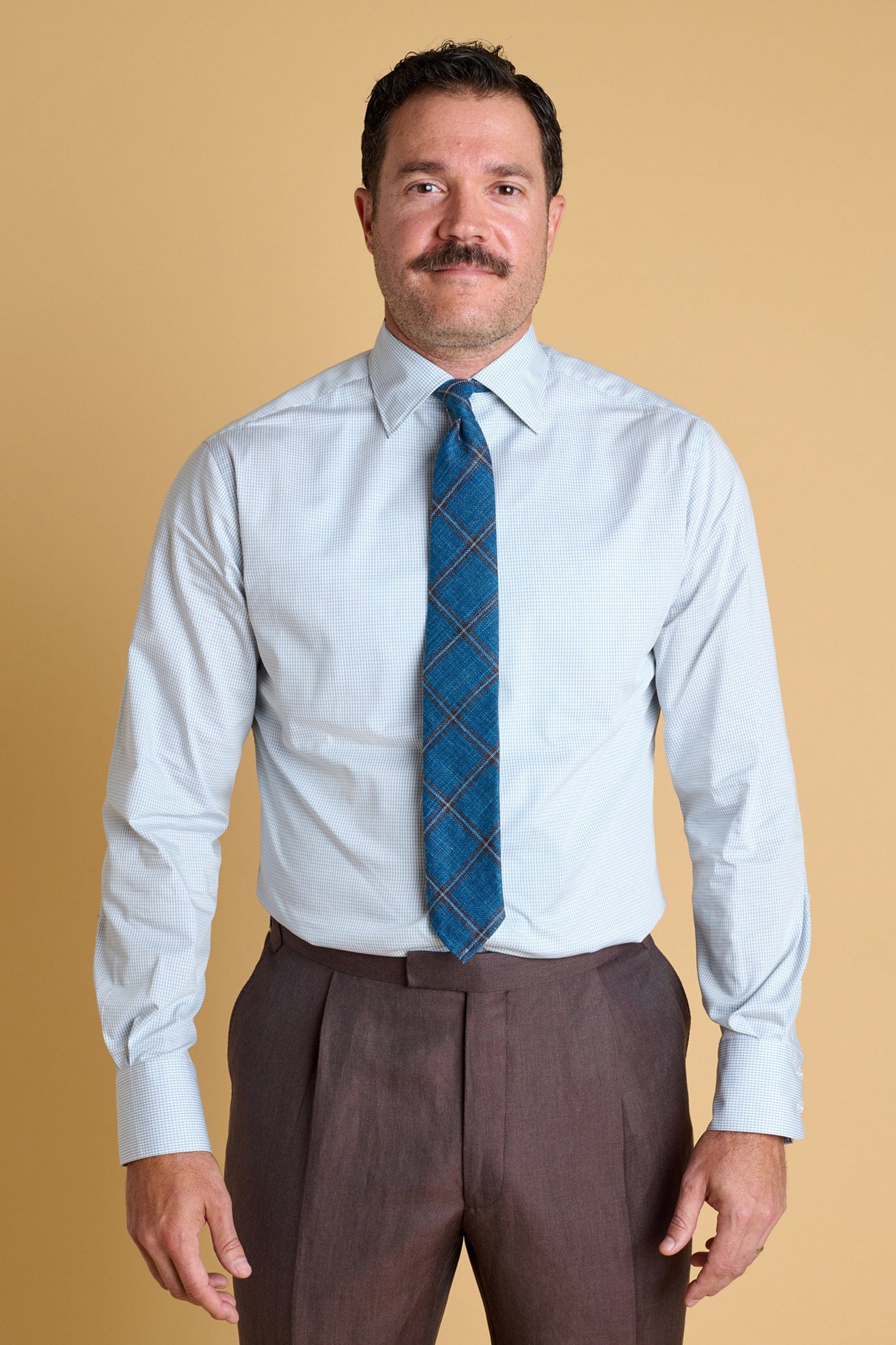 blue micro check shirt