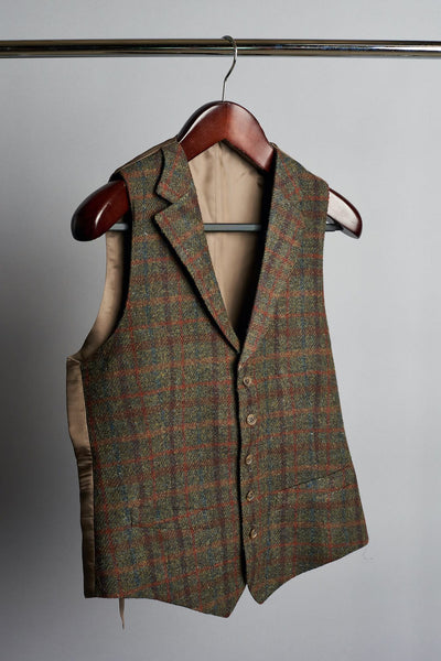 Best Mens Custom Vest Waistcoat Harris Tweed Wool for Fall Winter Bespoke Autumn Check