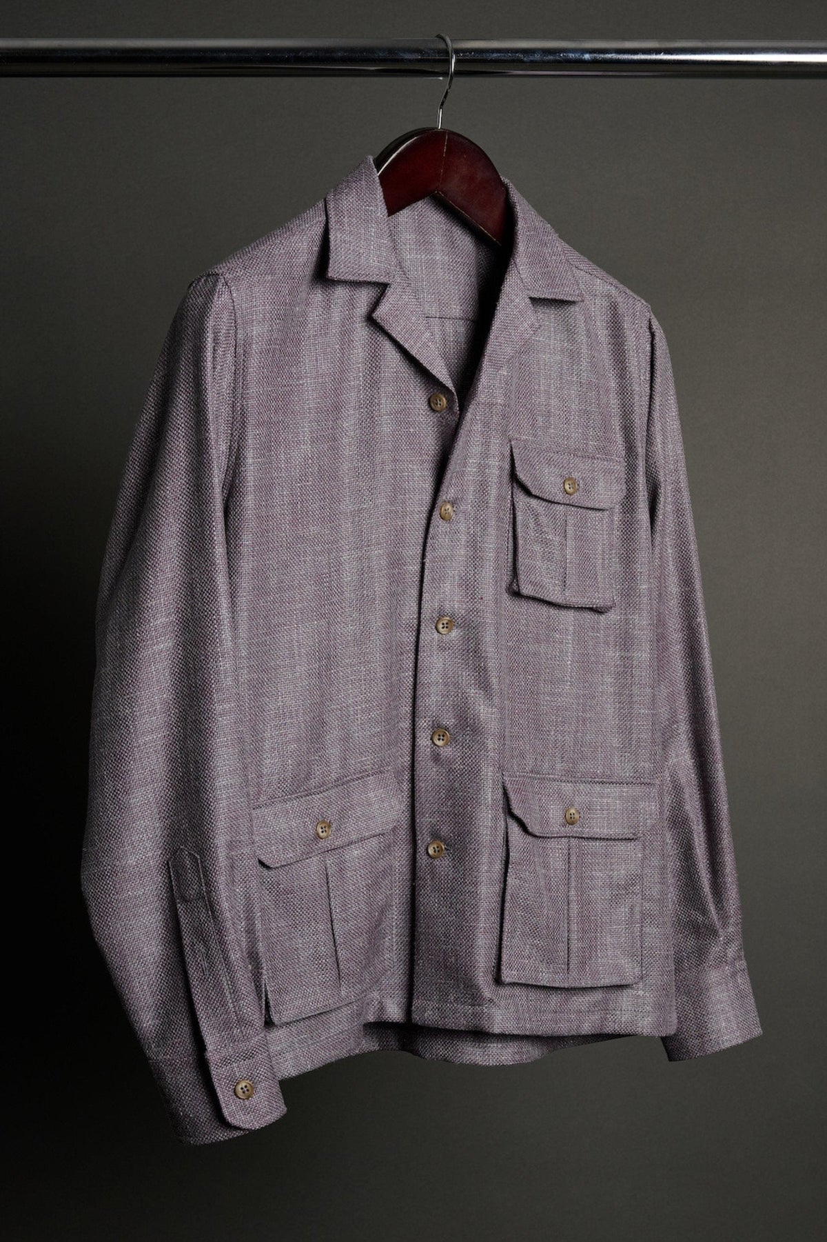 Wool, Silk & Linen Hopsack Shacket