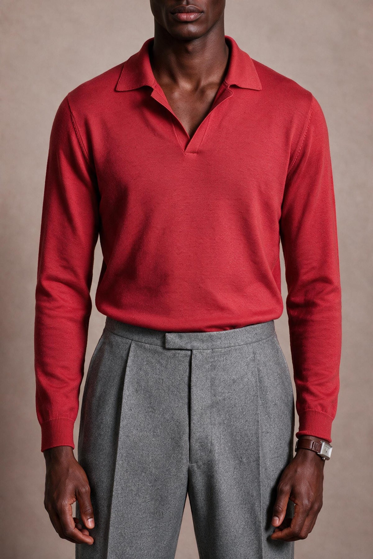 Richard Long-Sleeve Cotton V-Neck Polo
