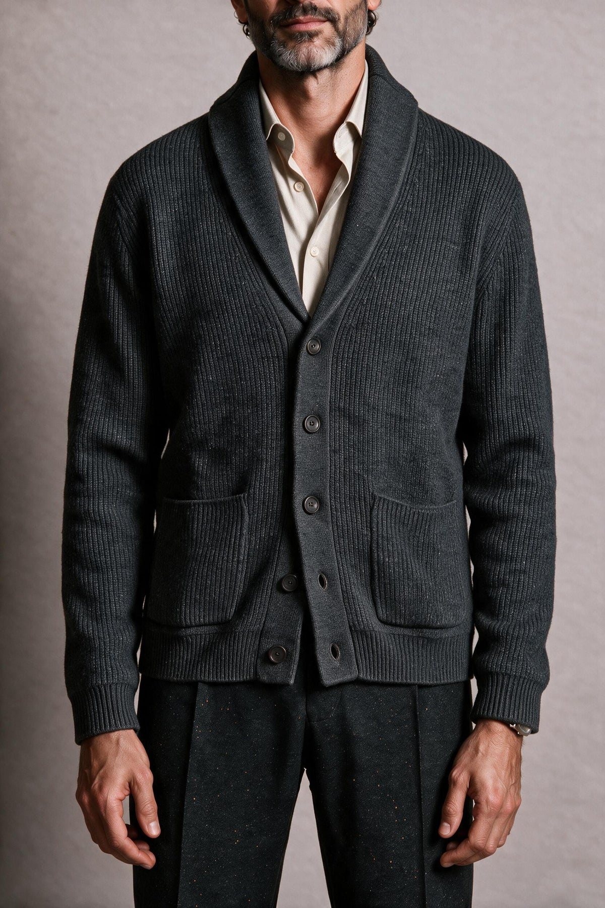 Made-to-Measure Wool & Cashmere Shawl Cardigan