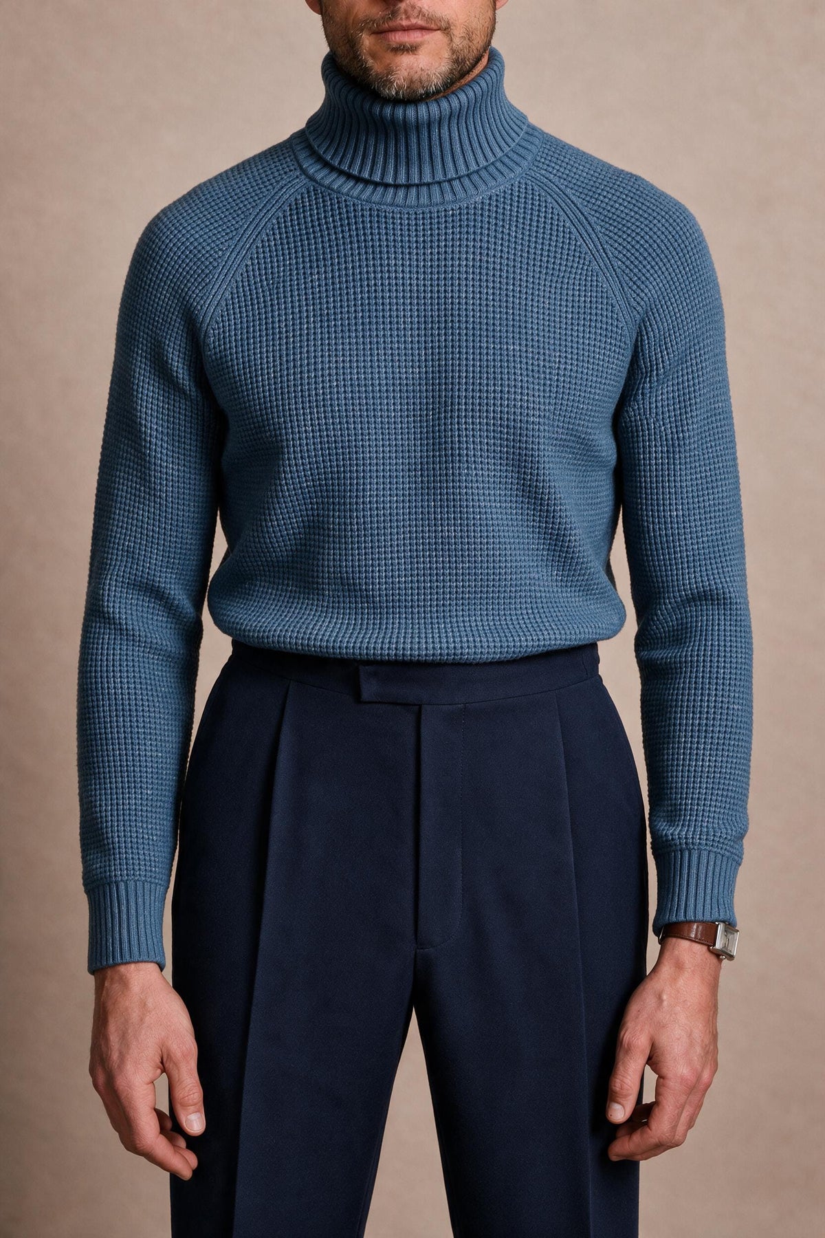 Timothy Merino Wool Popcorn Knit Turtleneck