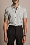 Made-to-Measure Cotton & Silk Button-Front Polo