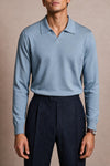 Made-to-Measure Wool & Cashmere V-Neck Long-Sleeve Polo
