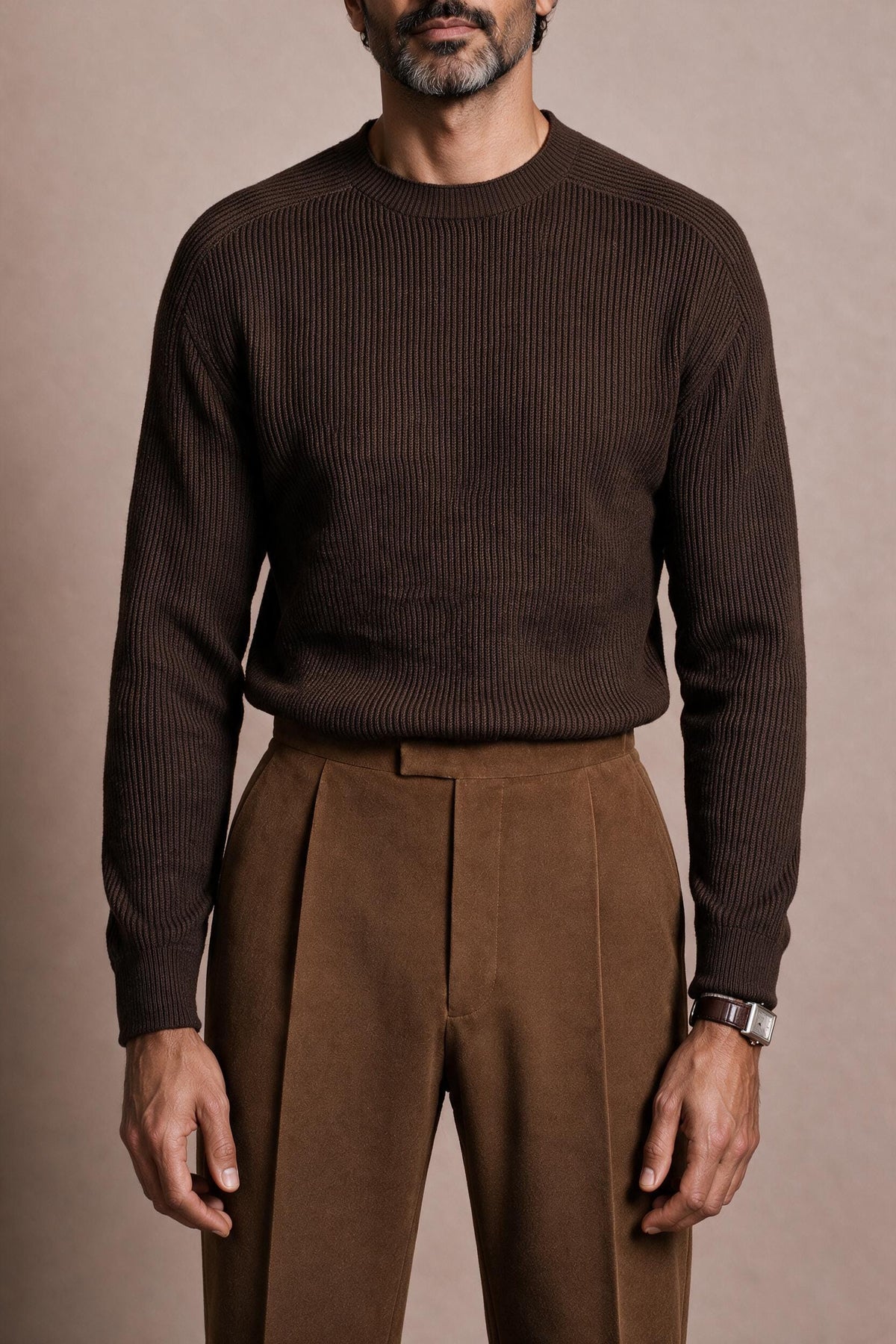 Logan Merino Wool Ribbed Knit Crewneck Sweater