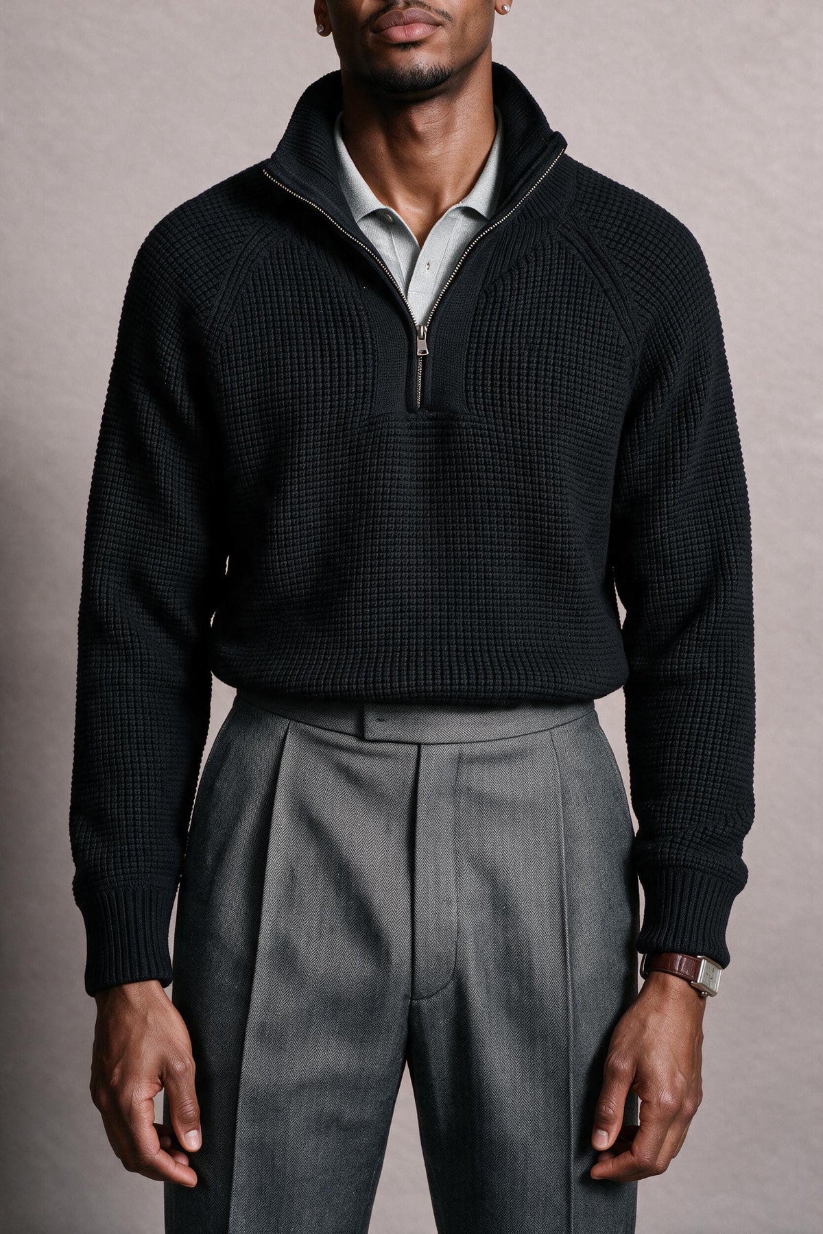 Jerry Merino Wool Chunky Knit Quarter Zip