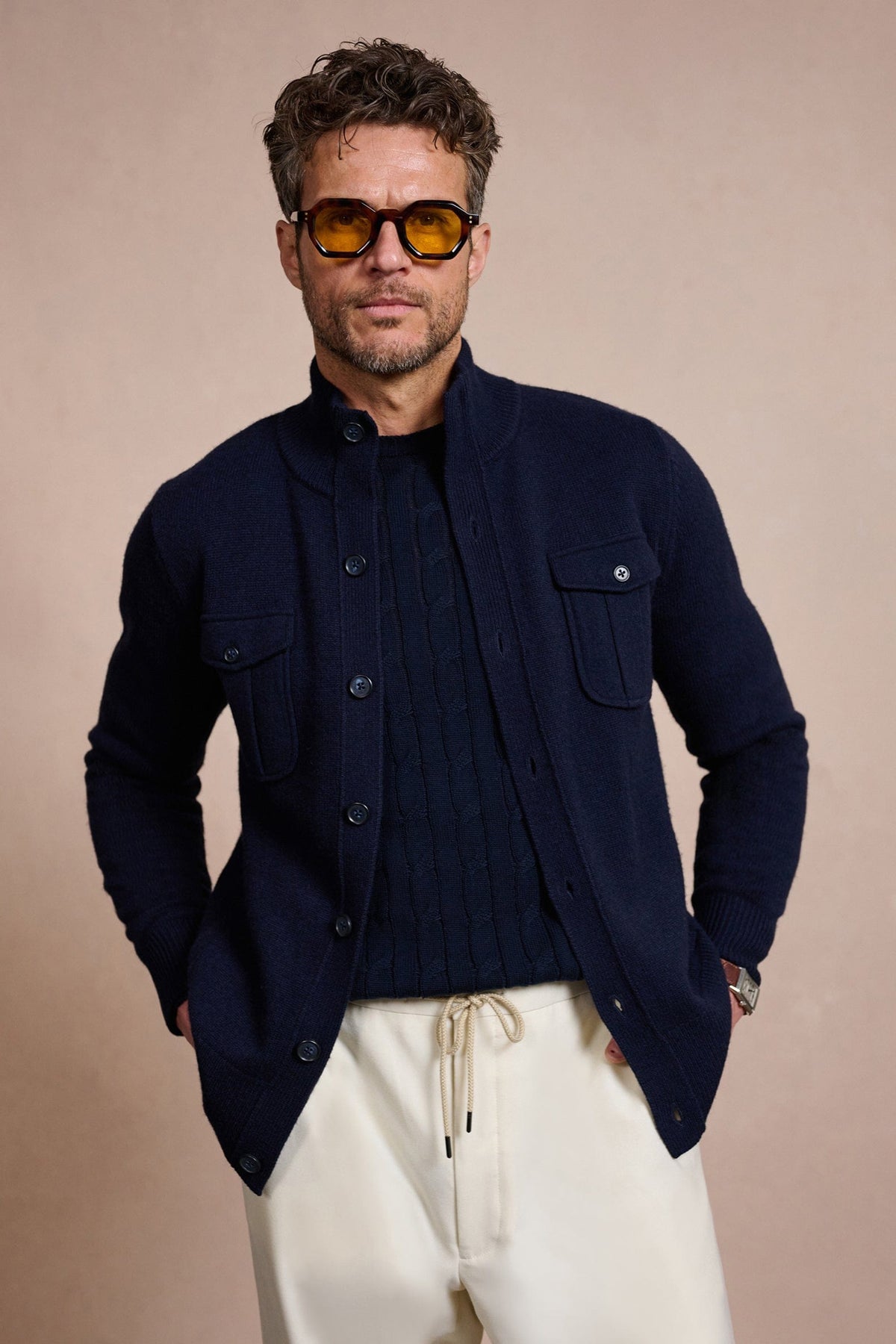 Made-to-Measure Wool & Cashmere Field Cardigan