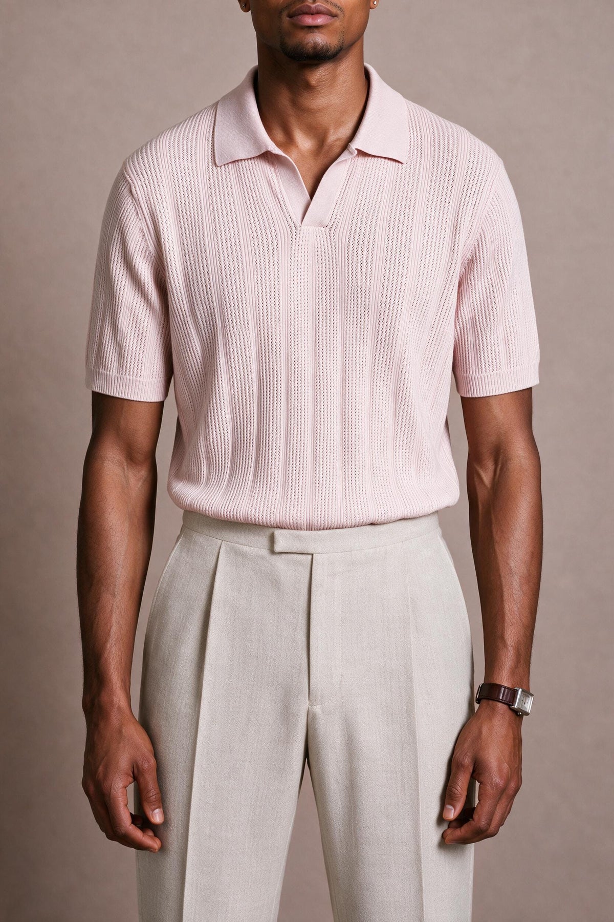 Jimmy Textured V-Neck Cotton Polo
