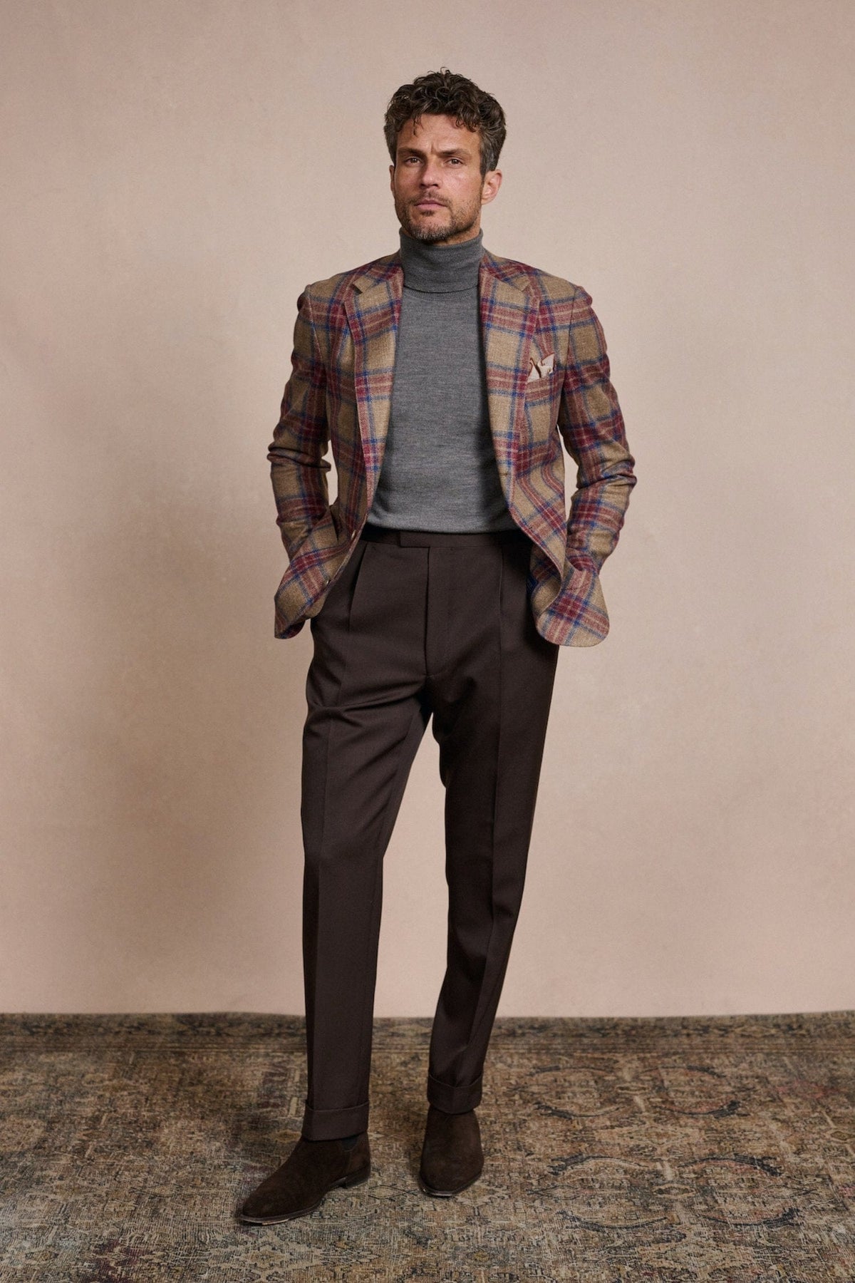 Wool, Silk & Linen Strong Plaid Jacket