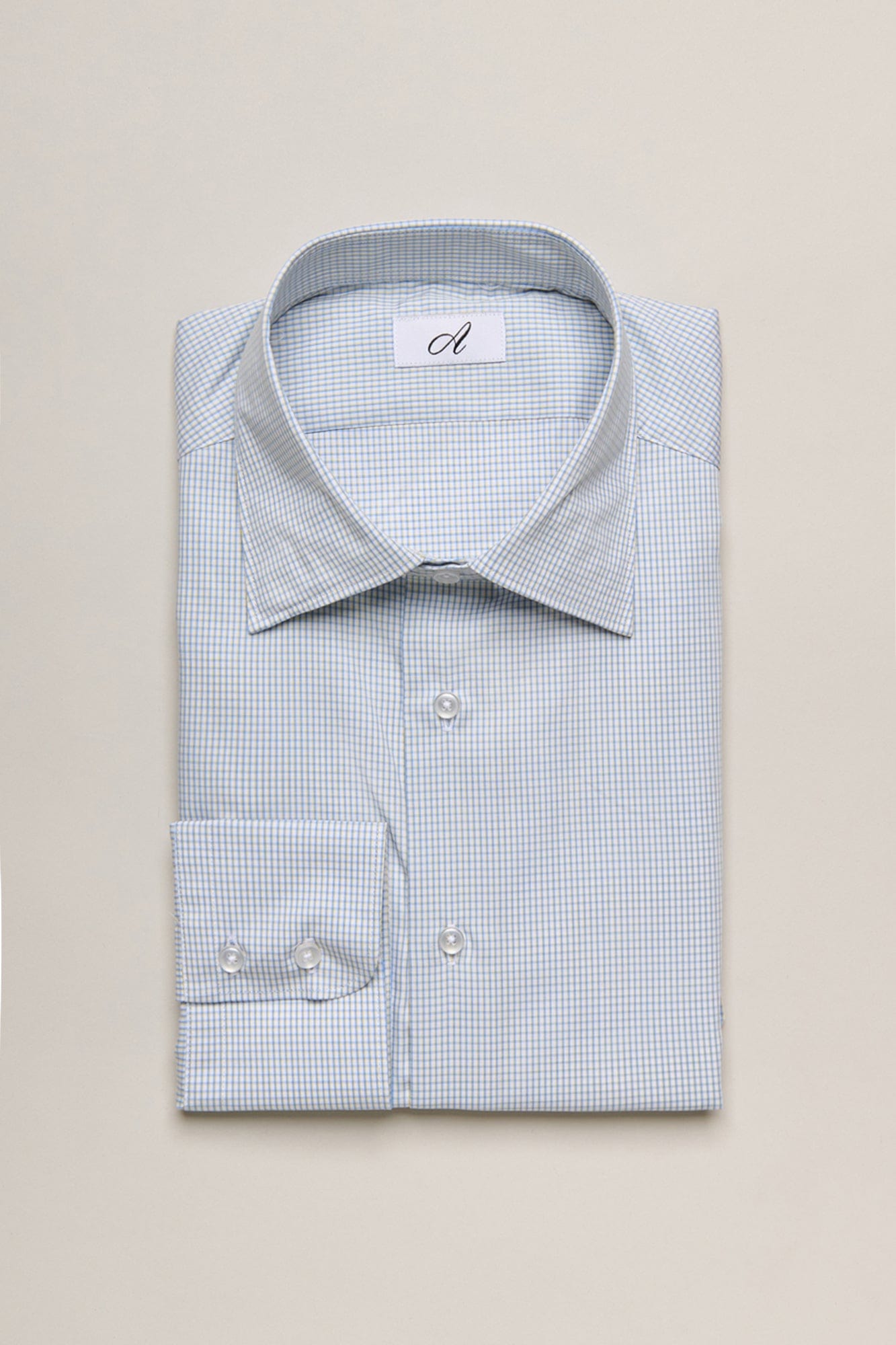 blue micro check shirt