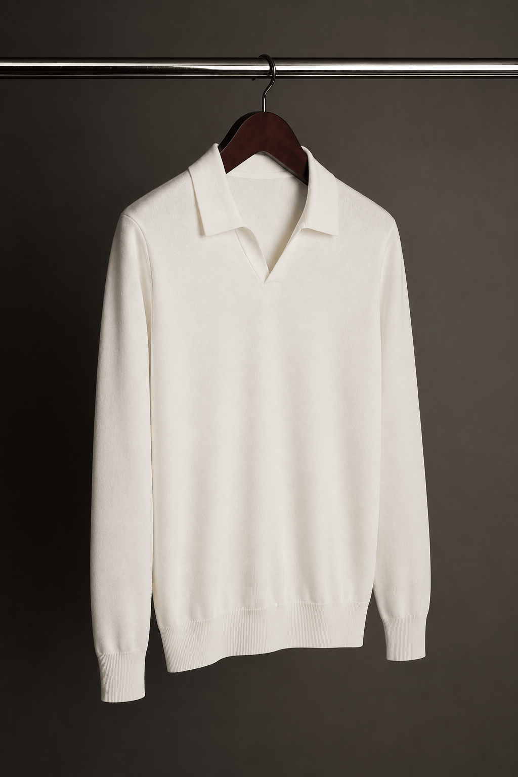 Made-to-Measure Merino Long-Sleeve V-Neck Polo