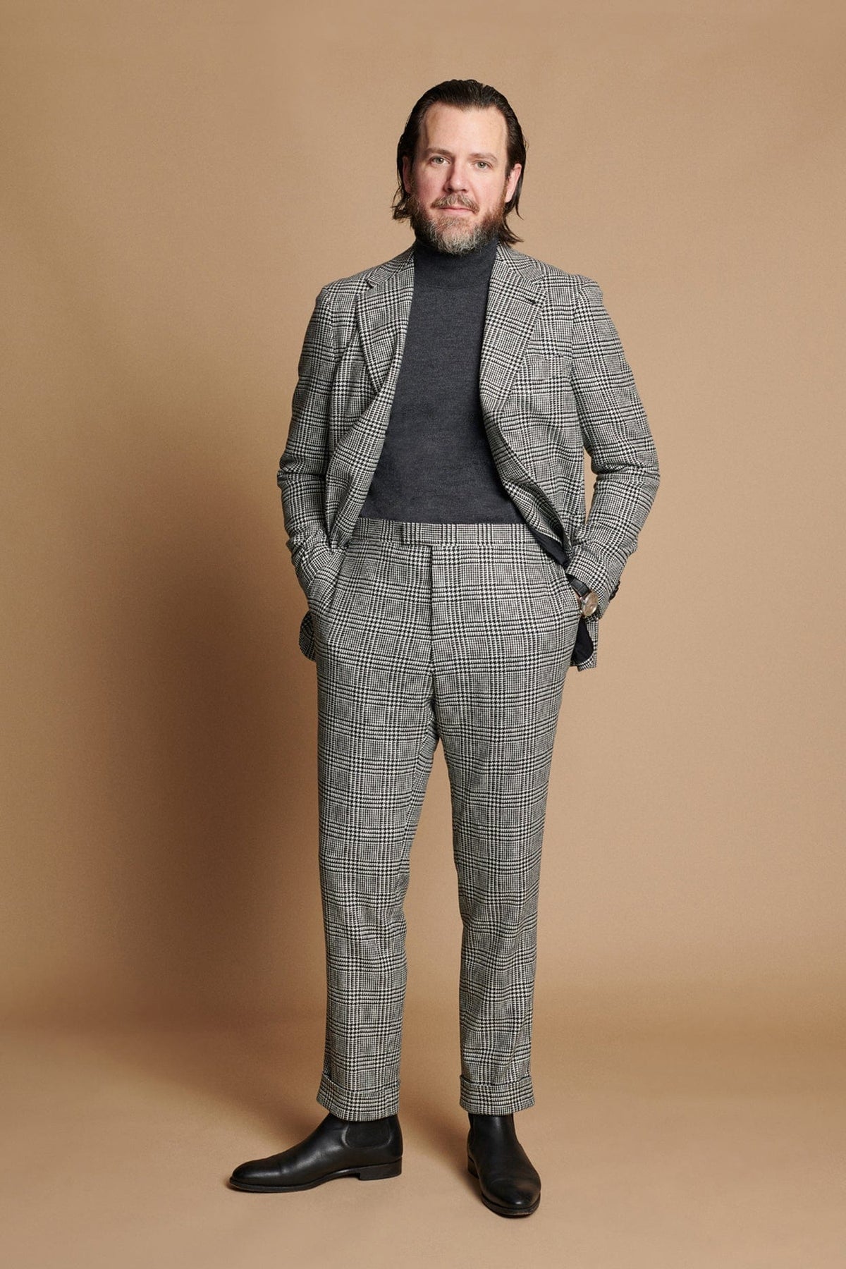 Wool & Cashmere Glenplaid Suit