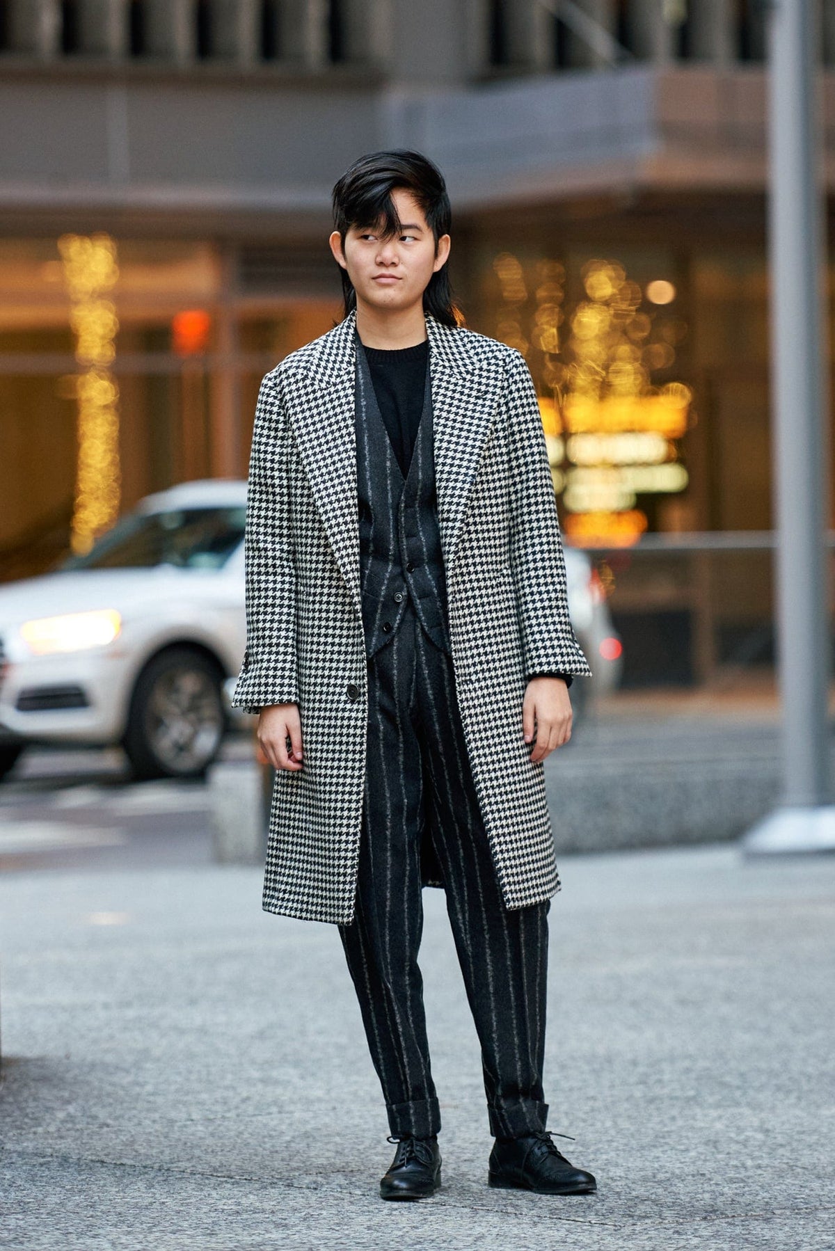 Houndstooth Tweed Coat