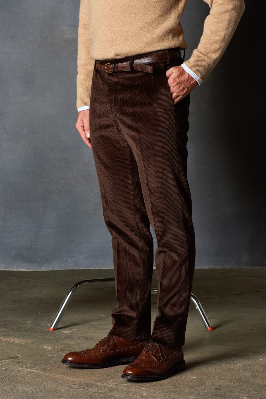 Stratton Burgundy Stretch Corduroy Chino - Custom Fit Pants